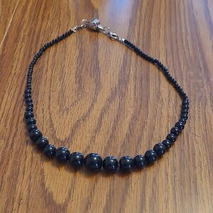 Vintage Black Beaded Graduated Necklace